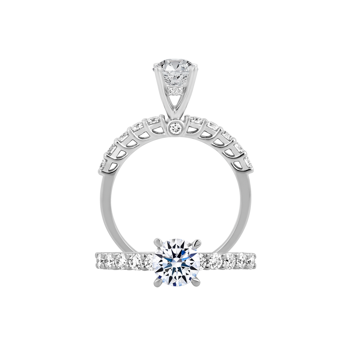 Ổ nhẫn nữ kim cương tấm vàng 14K Natalia 3C
