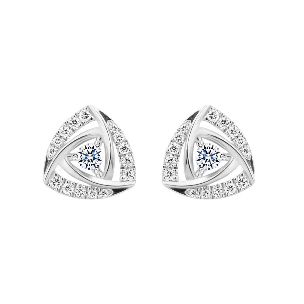 Hoa tai kim cương viên vàng 14K Vintaging