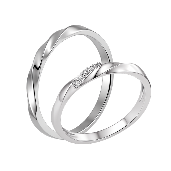 Nhẫn cưới nữ kim cương viên vàng 14K Curling F