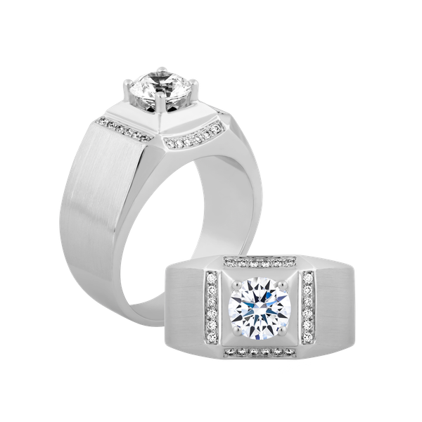 Nhẫn nam kim cương tấm vàng 14K Upright N 1.5CT W