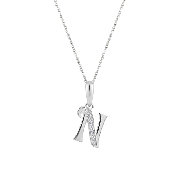 Mặt kim cương viên vàng 14K Letter N