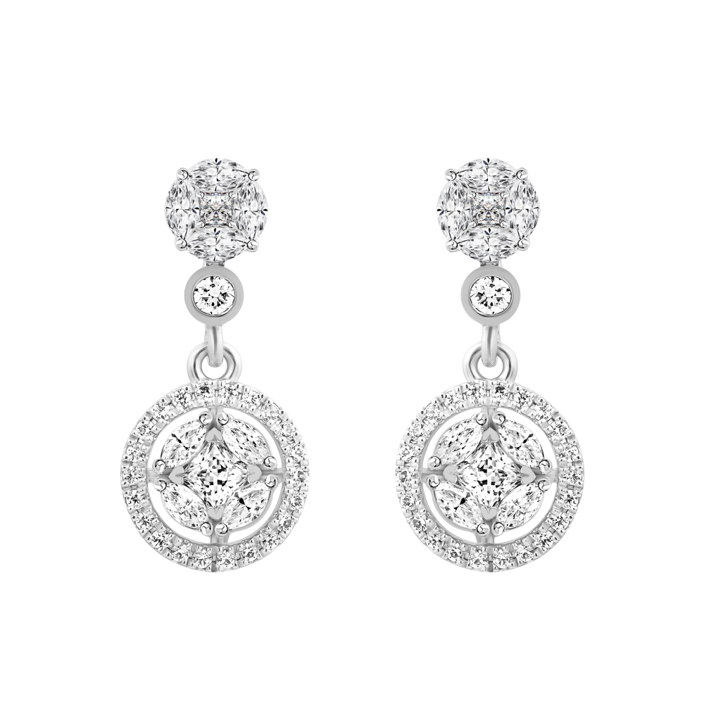 Hoa tai đính đá CZ vàng 18K Ryshily