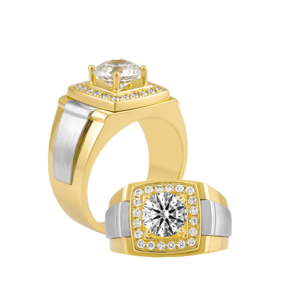 Nhẫn nam kim cương tấm vàng 14K Q7 3C YW GVRG0205112