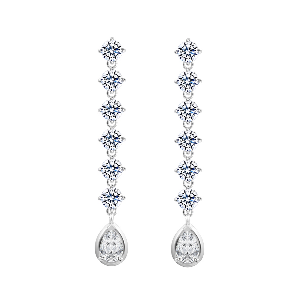 Hoa tai đính đá CZ vàng 18K Solitare PE