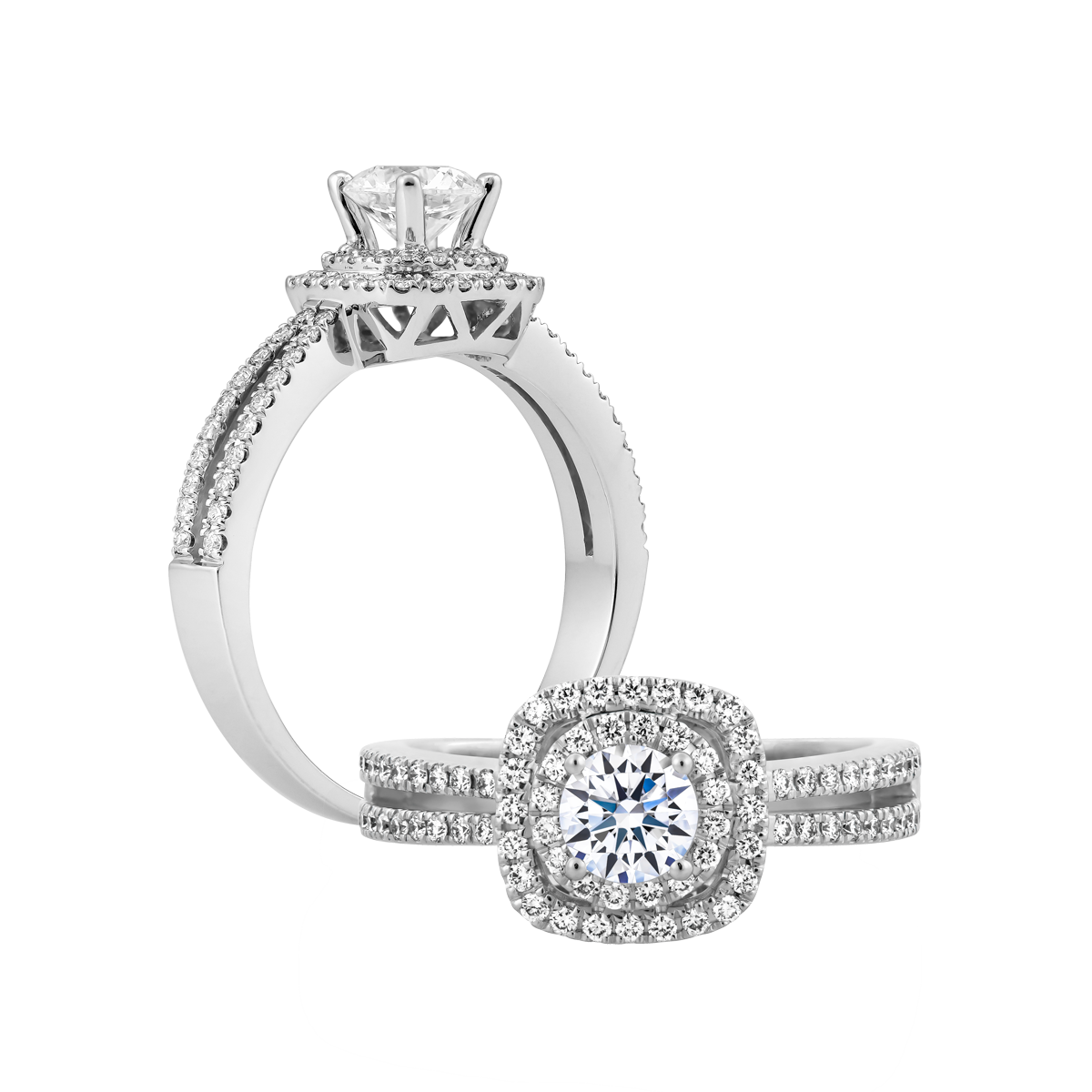 Nhẫn nữ kim cương viên vàng 14K Basque N GIA 3C