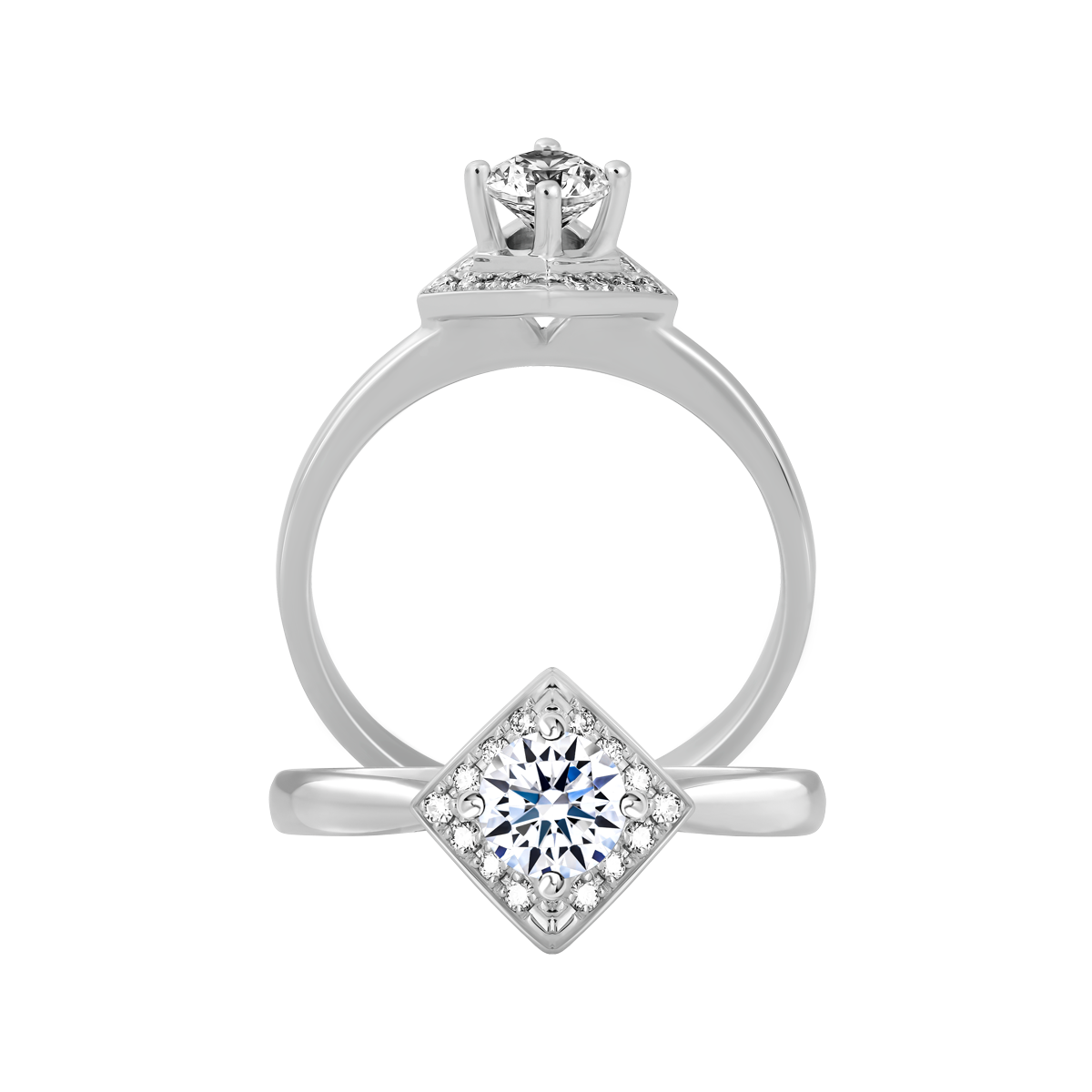 Ổ nhẫn nữ kim cương tấm vàng 14K Primier 3C