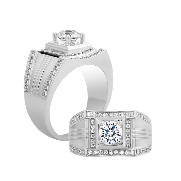 Nhẫn nam kim cương tấm vàng 14K RX450 5C W