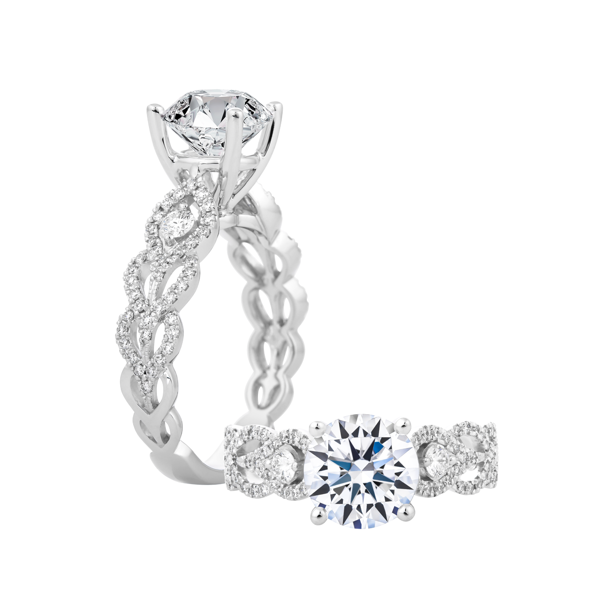 Ổ nhẫn nữ kim cương tấm vàng 14K Valtina 3C