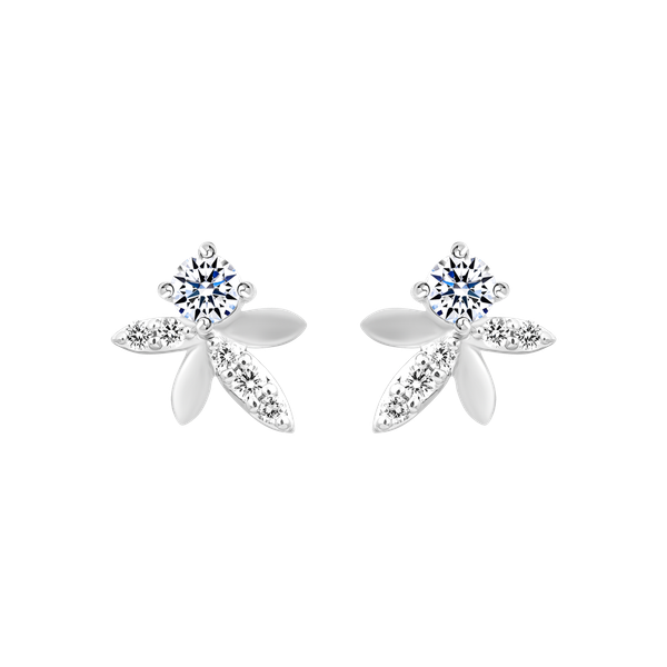 Hoa tai kim cương viên vàng 14K Fiora TD