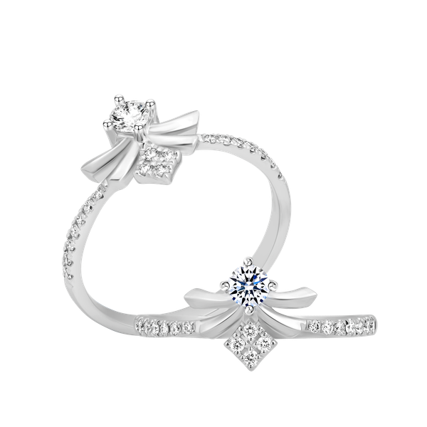 Nhẫn nữ kim cương vàng 14K Dancing 10P