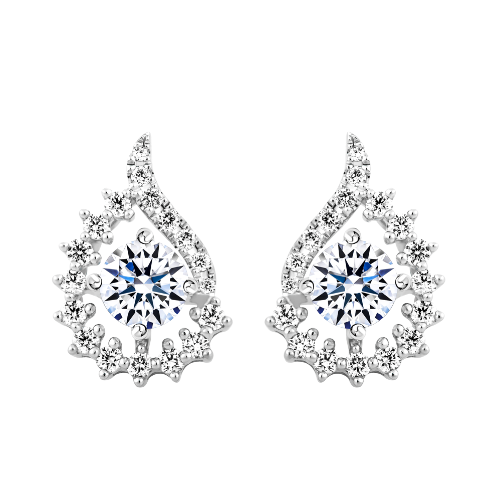 Hoa tai kim cương viên vàng 14K Glitter GIA 3C GVER0097144M