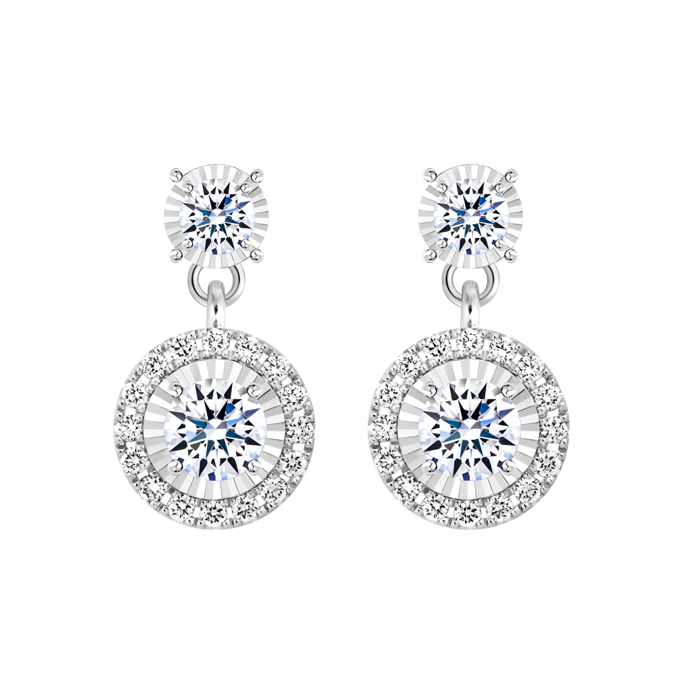 Hoa tai kim cương 8 Hearts & Arrows vàng 14K Fully H&A 2C