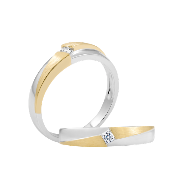 Nhẫn cưới nữ kim cương vàng 14K Eritha 5p F