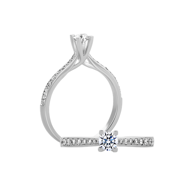 Nhẫn nữ kim cương 8 Hearts & Arrows vàng 14K Expensive H&A 2C