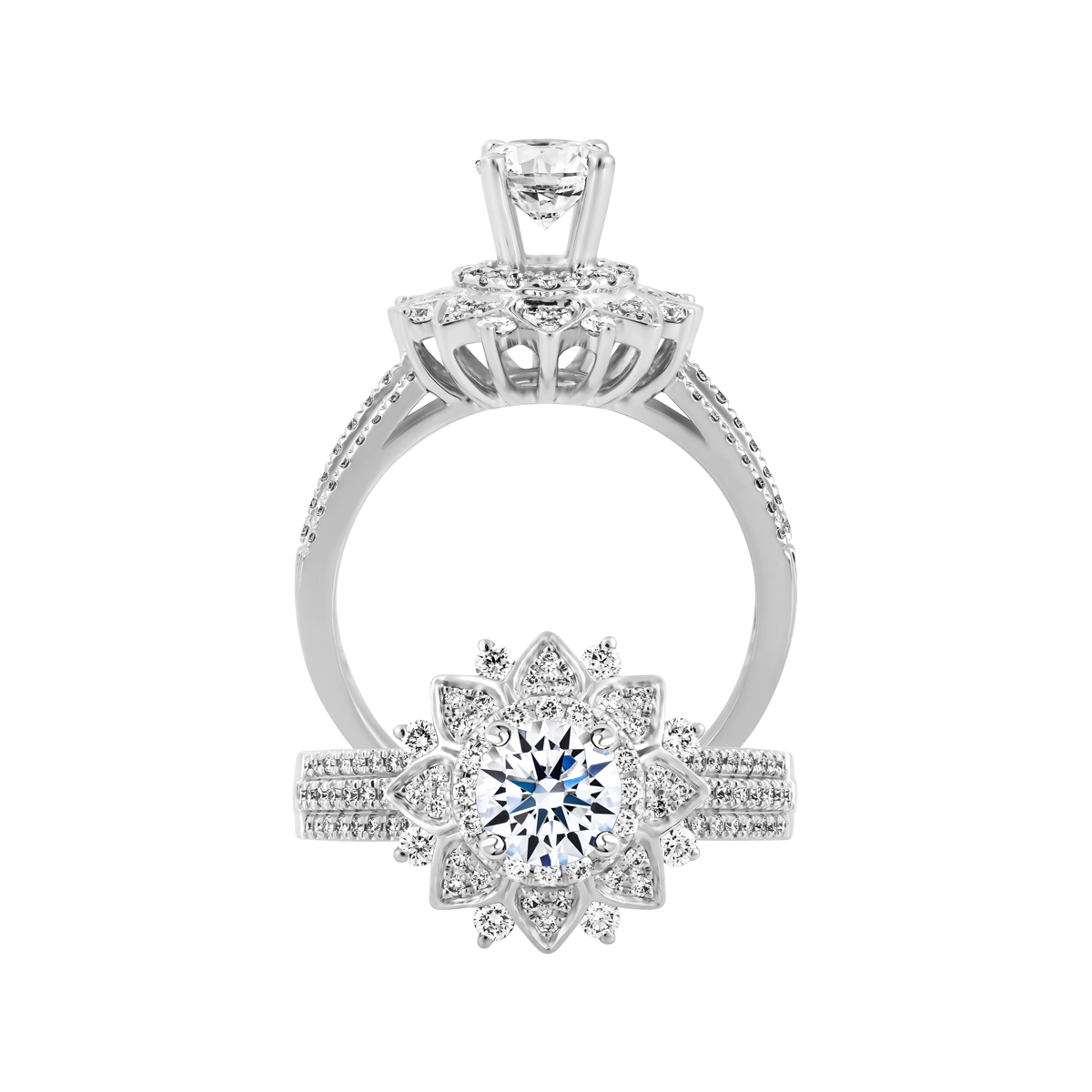 Ổ nhẫn nữ kim cương tấm vàng 14K Brilliant 5C
