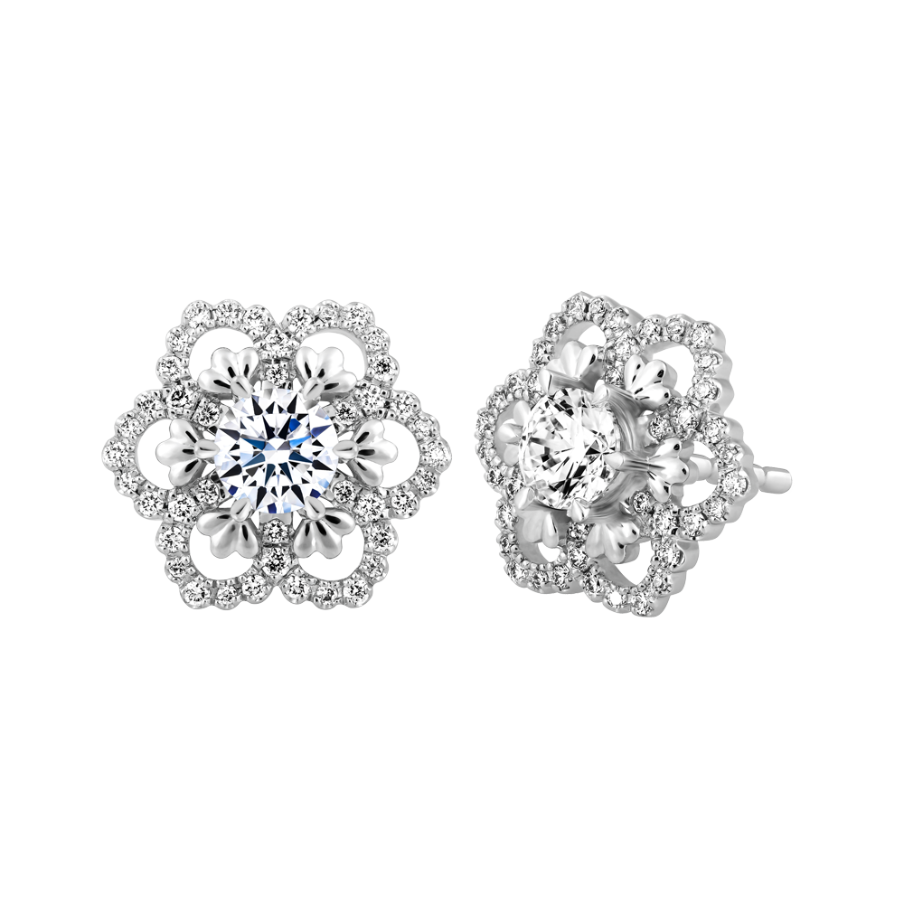 Hoa tai kim cương tấm vàng 14K Cherish 3C