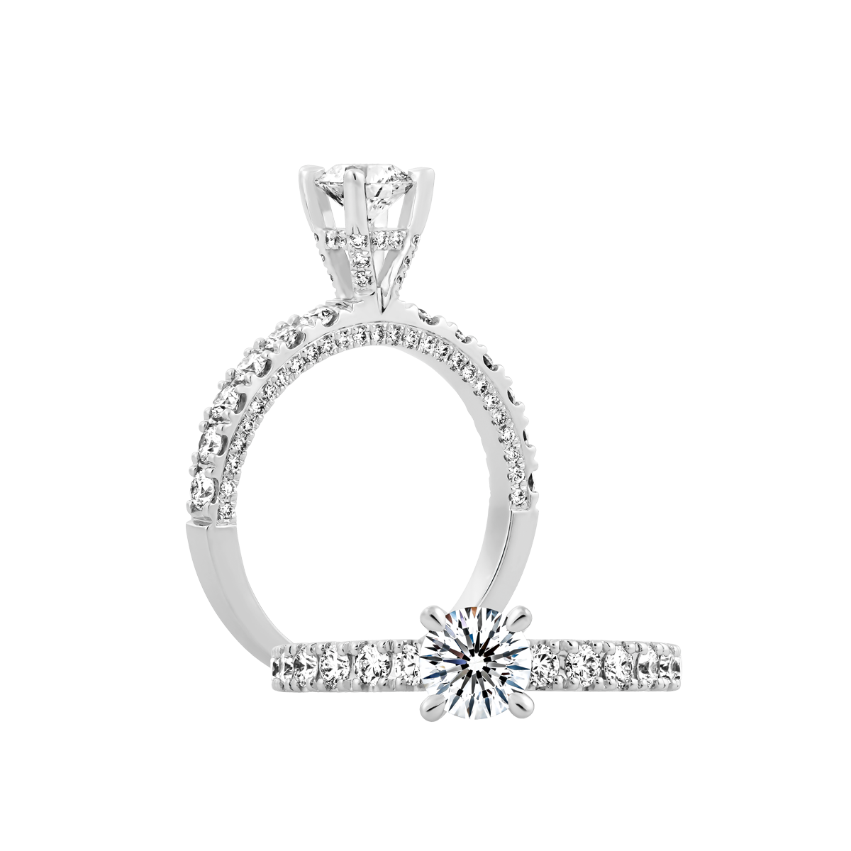 Ổ nhẫn nữ kim cương tấm vàng 18K Eternity 5C