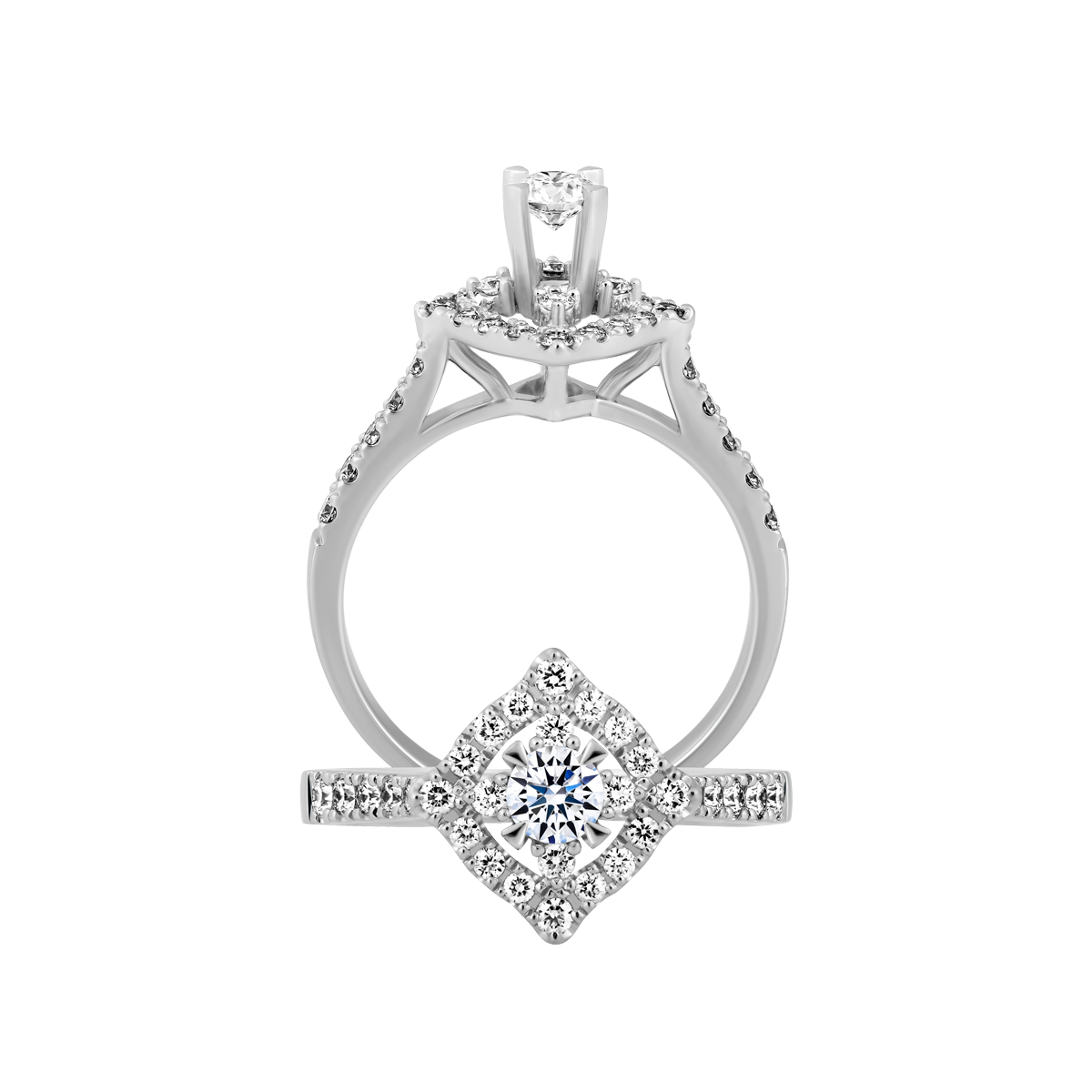 Nhẫn nữ kim cương 8 Hearts & Arrows vàng 14K Primrose N H&A 2C