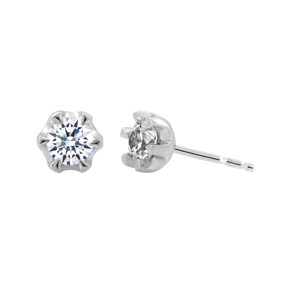 Hoa tai kim cương viên vàng 14K Love Flower GIA 3C