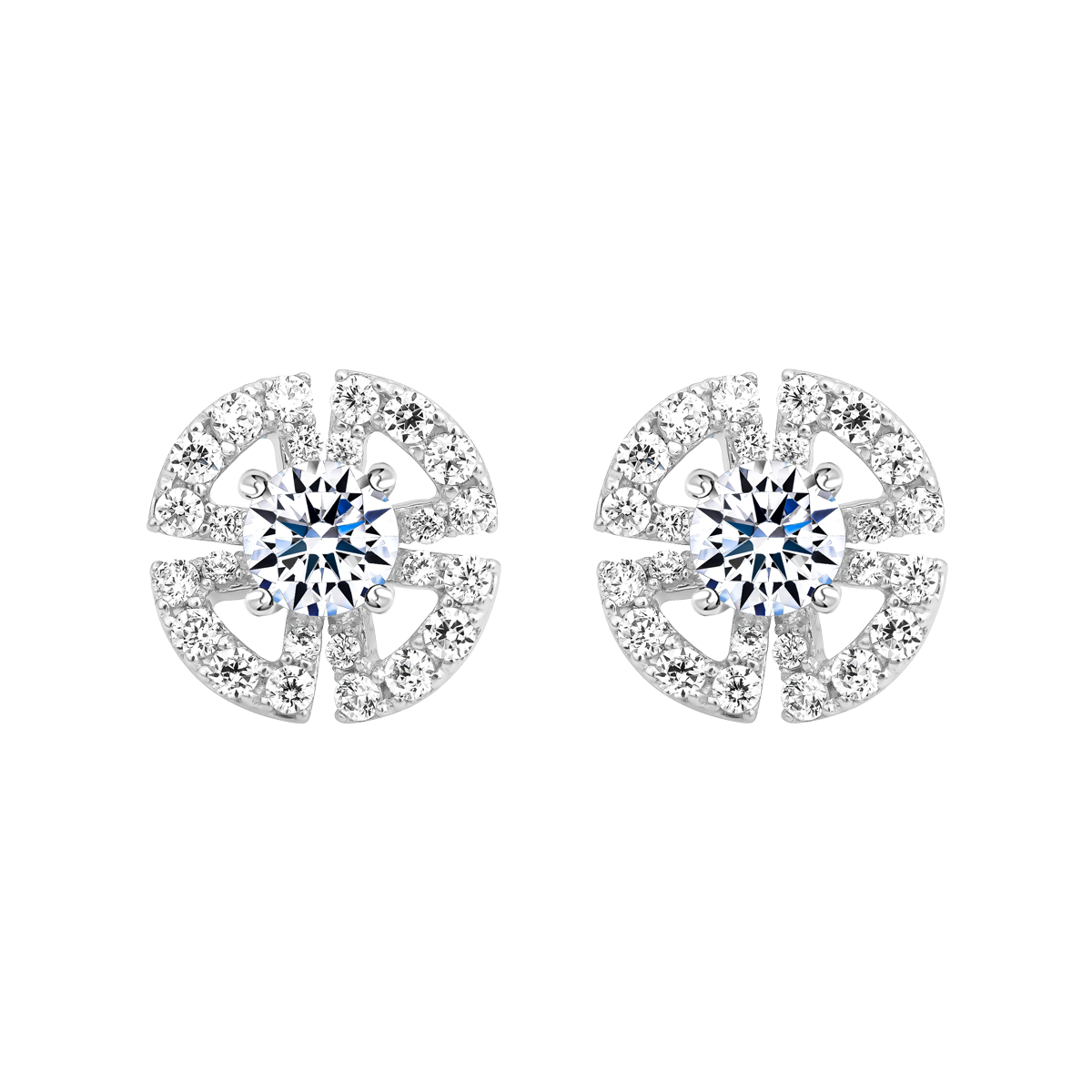 Hoa tai đính đá CZ vàng 18K Shina