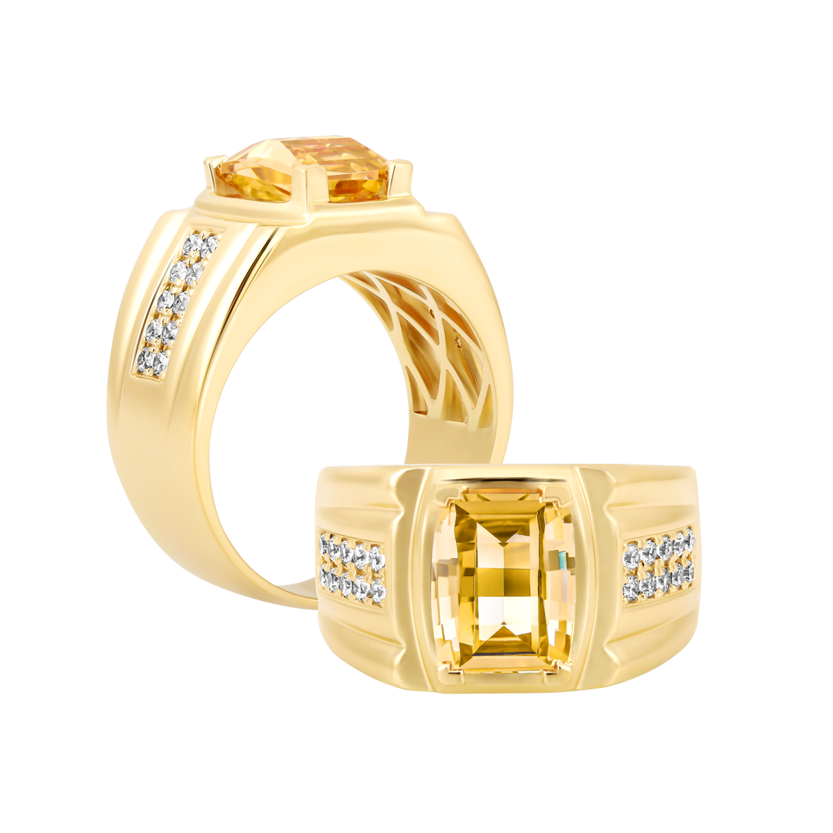 Nhẫn nam đính đá màu Champagne vàng 10K David S.CHA Y