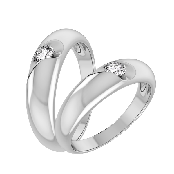 Nhẫn cưới nữ kim cương vàng 14K Credenza 10p F