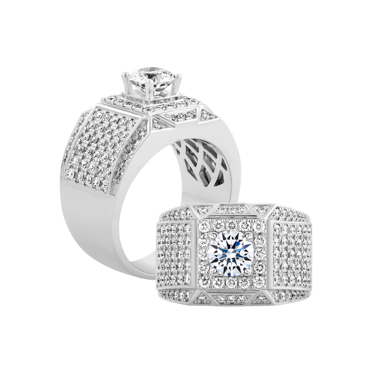 Ổ nhẫn nam kim cương tấm vàng 14K Garrich 1CT W