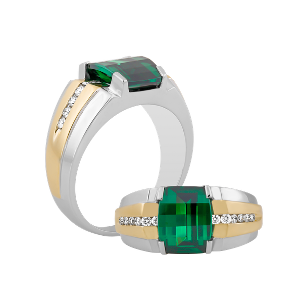 Nhẫn nam kim cương tấm vàng 14K Collin S.EME WY