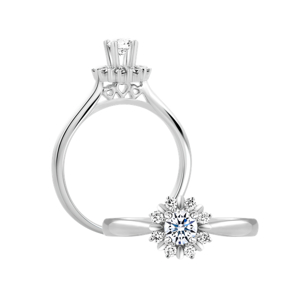 Nhẫn nữ kim cương 8 Hearts & Arrows vàng 14K Richy N H&A 2C