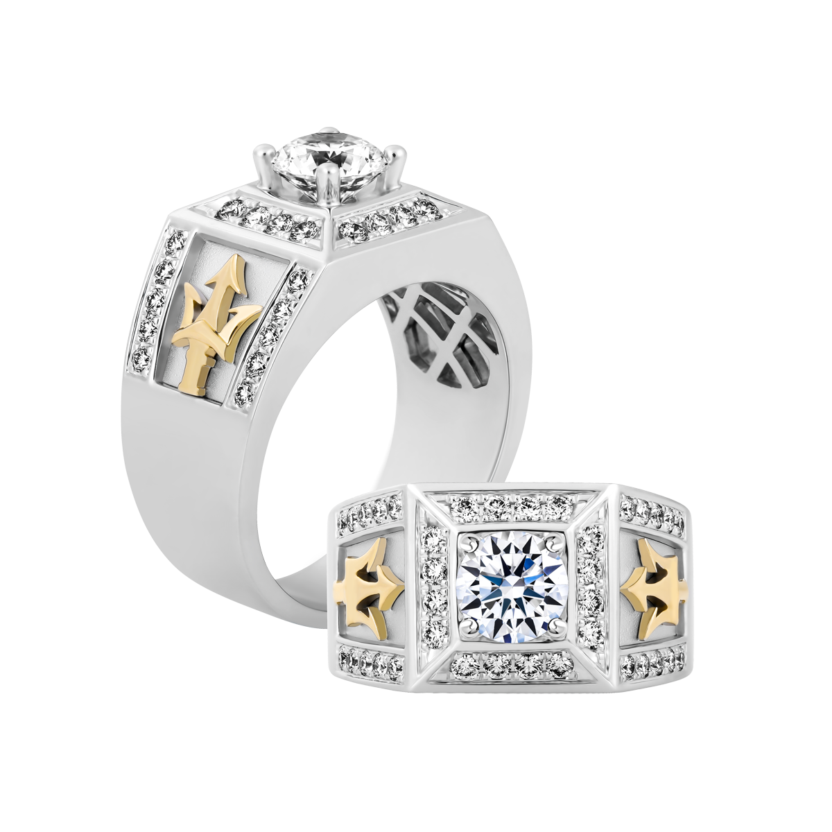 Ổ nhẫn nam kim cương tấm vàng 14K Outlander 5C WY
