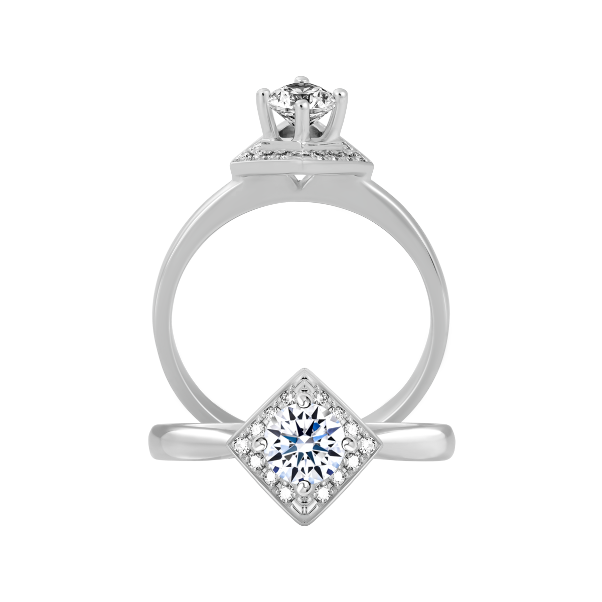 Nhẫn nữ kim cương tấm vàng 14K Primier 3C