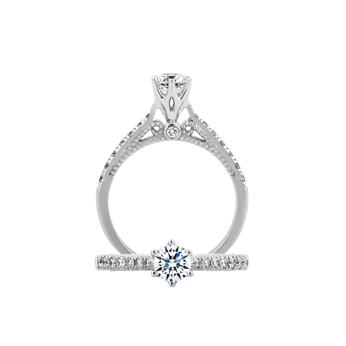 Ổ nhẫn nữ kim cương tấm vàng 14K Bonjour 3C