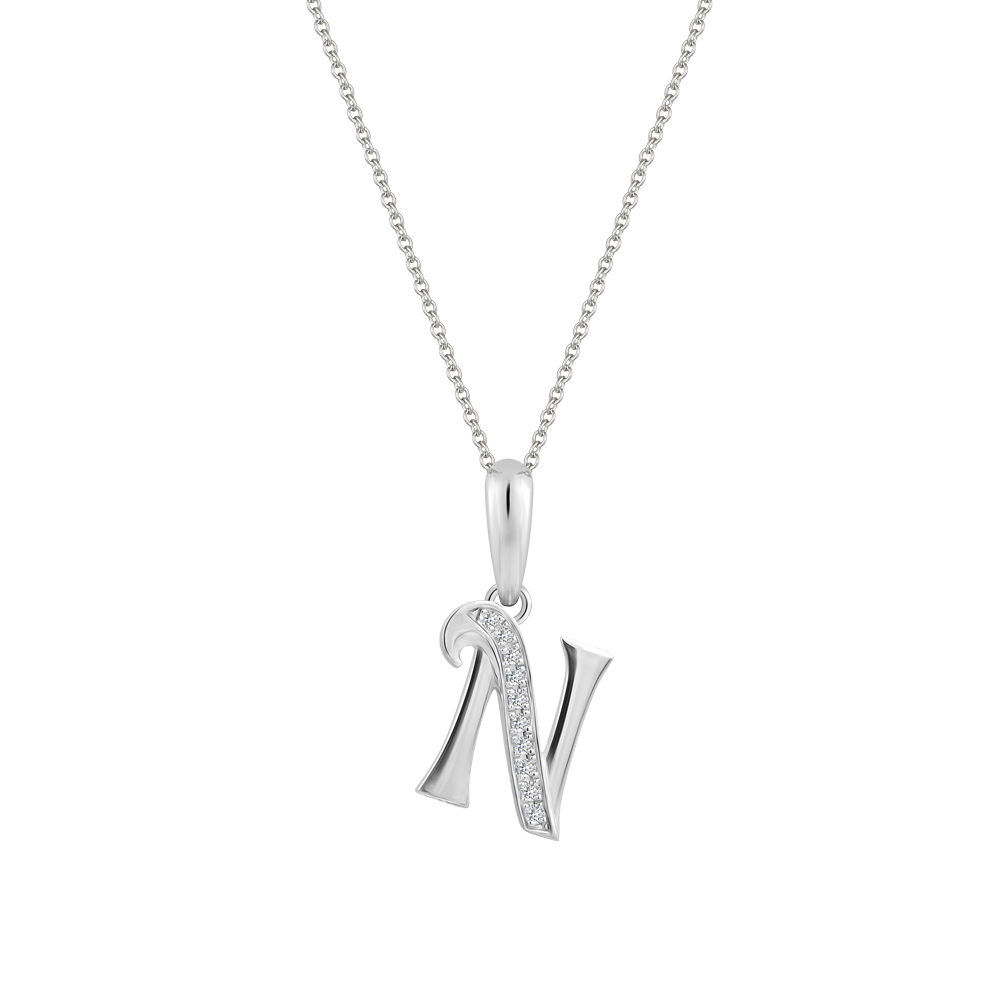 Mặt kim cương viên vàng 14K Letter N