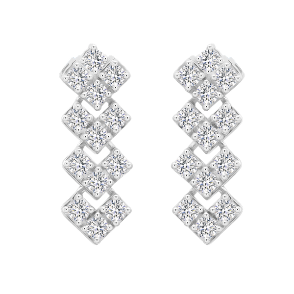 Hoa tai kim cương viên vàng 14K Fancially