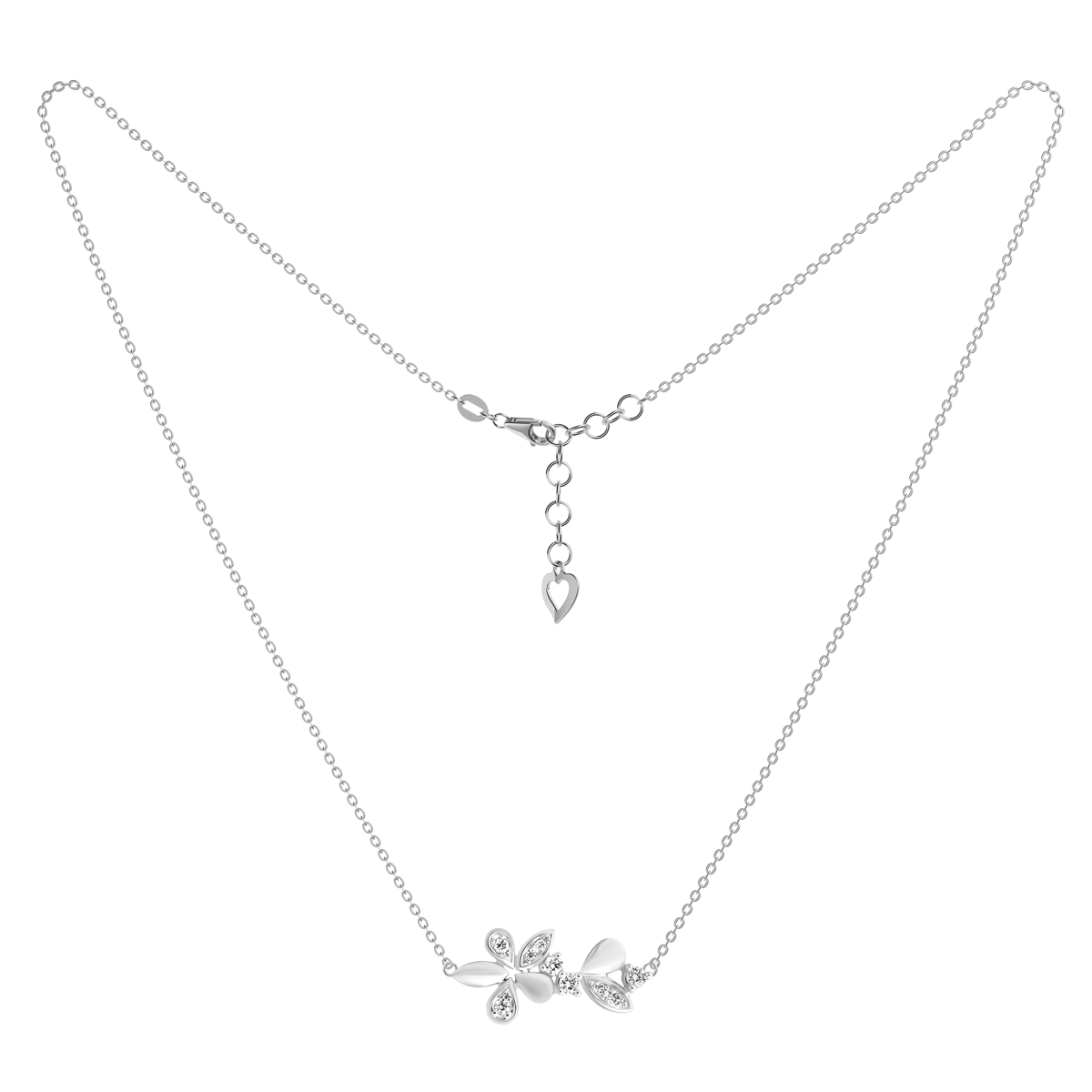 Dây liền mặt kim cương viên vàng 14K Luckflower TD