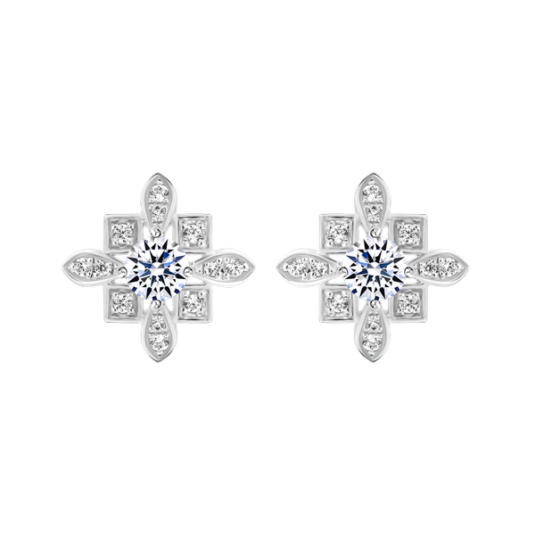 Hoa tai đính đá CZ vàng 14K Artistic 2C