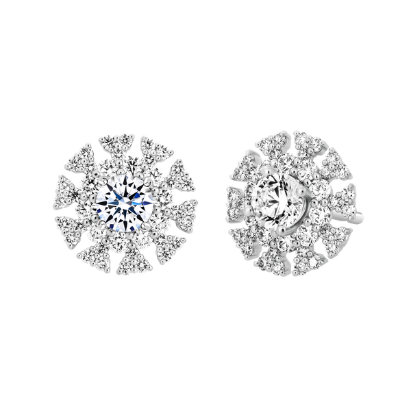 Hoa tai kim cương tấm vàng 14K Begony 2C