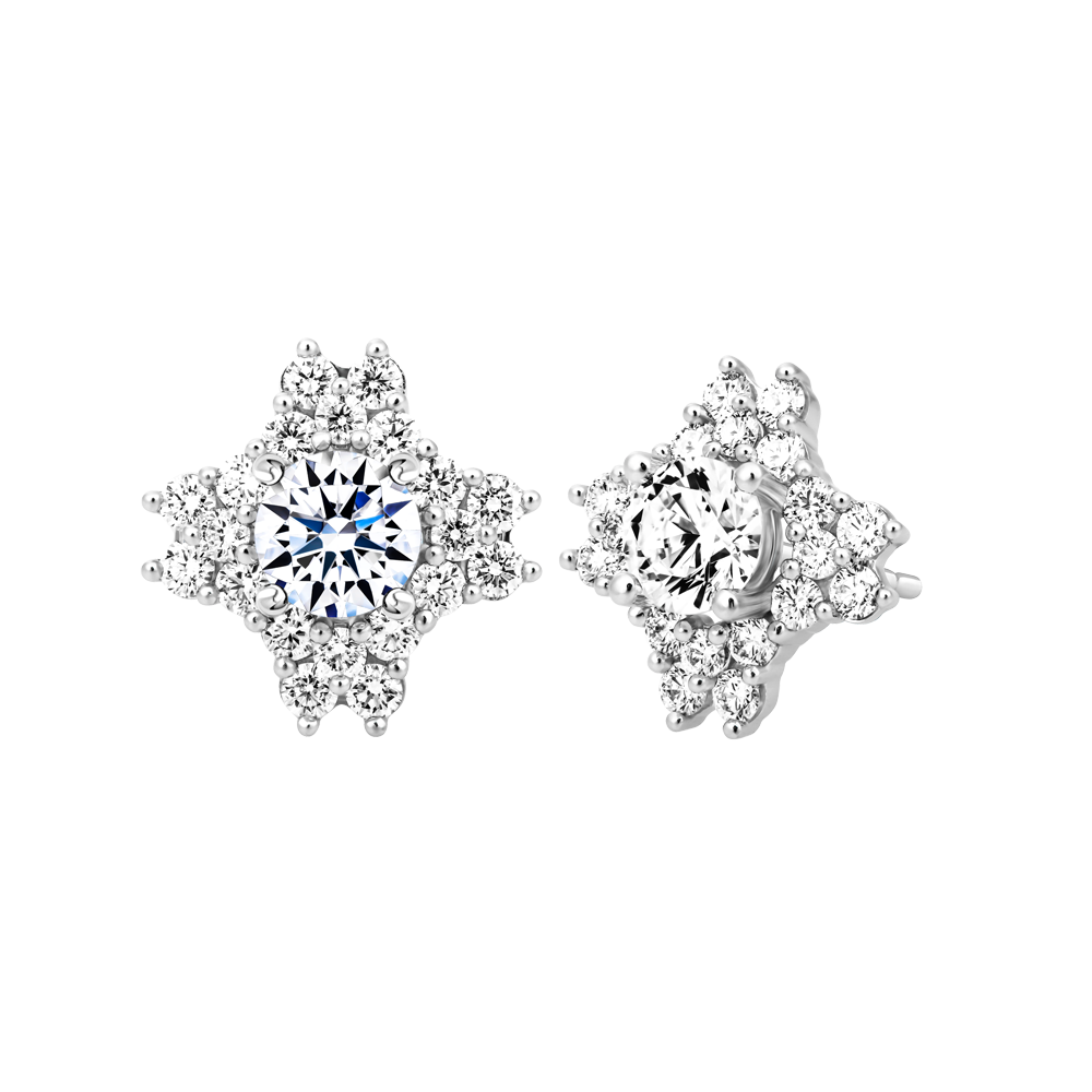 Hoa tai kim cương tấm vàng 14K Primacy 3C