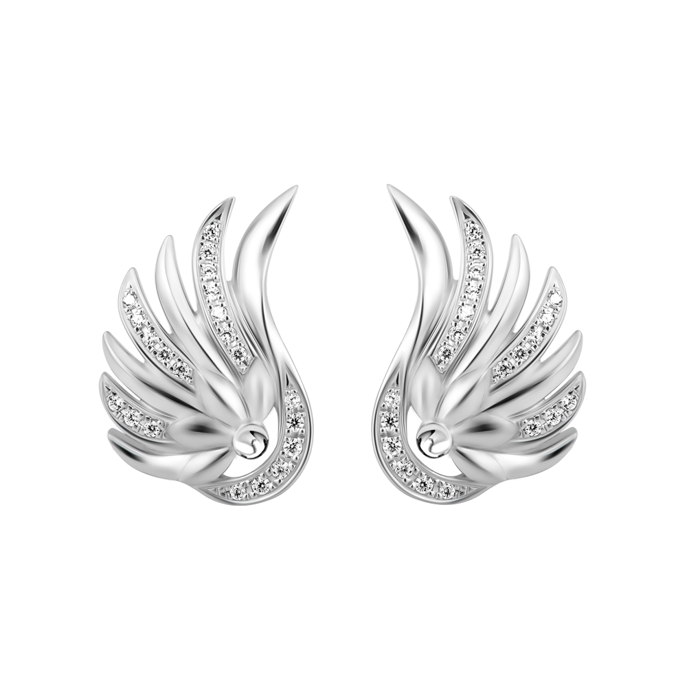 Hoa tai kim cương viên vàng 14K Eagle