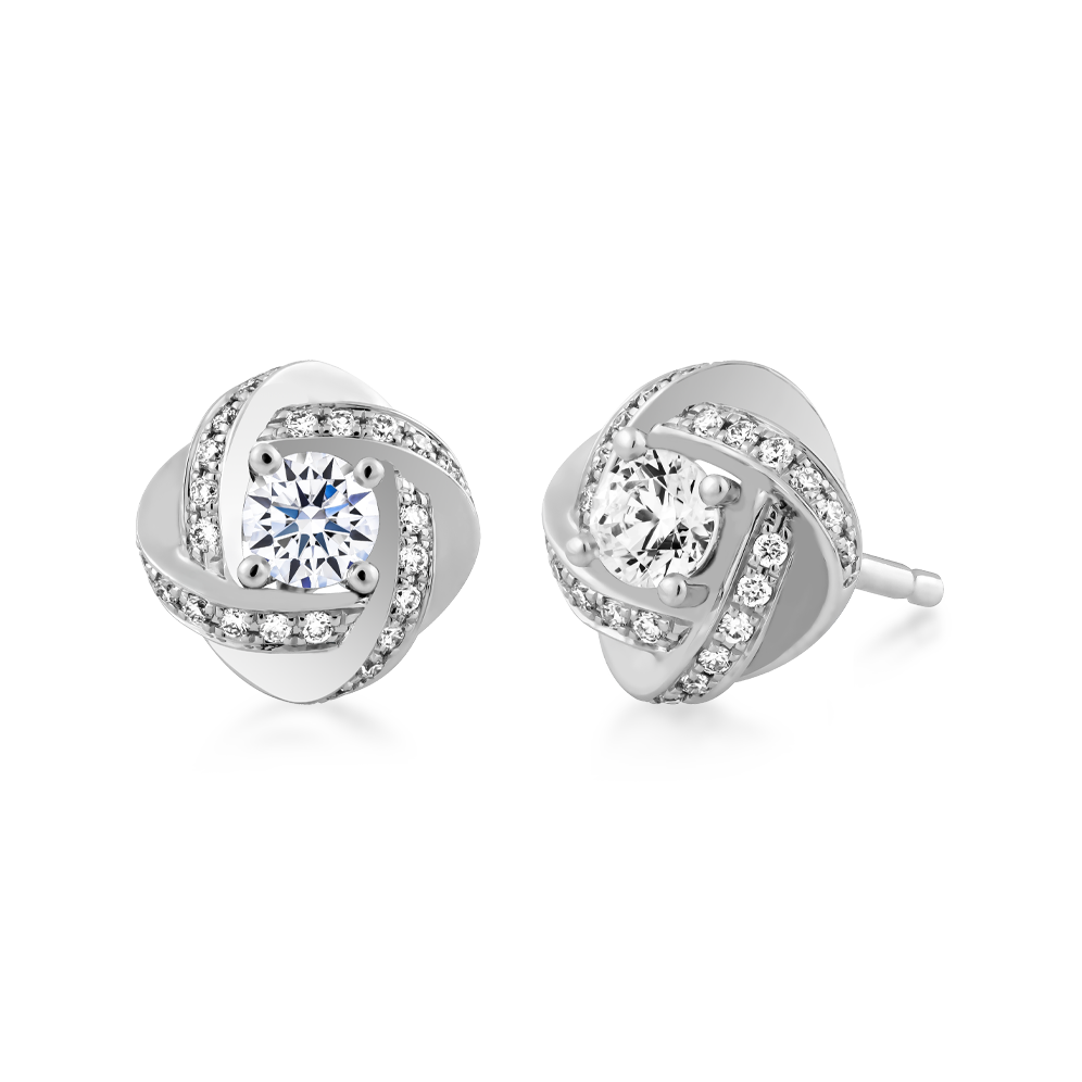 Hoa tai kim cương tấm vàng 14K Hasmin S 3C