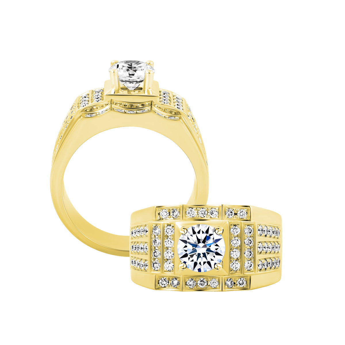 Nhẫn nam đính đá CZ vàng 14K Doughty 1CT Y