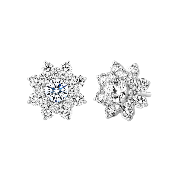 Hoa tai đính đá CZ vàng 14K Floral 2C
