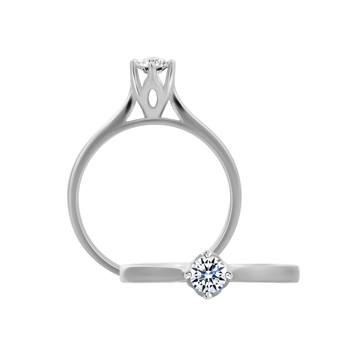 Nhẫn nữ kim cương 8 Hearts & Arrows vàng 14K Simplify H&A 2C GVRG0286508