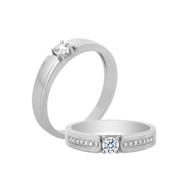 Nhẫn cưới nữ kim cương vàng 14K Beloved 10p ST F