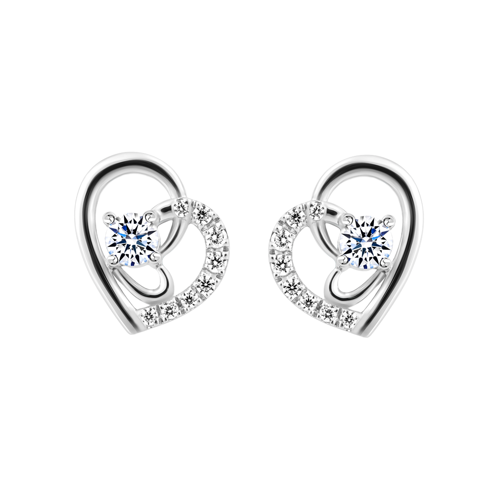 Hoa tai đính đá CZ vàng 14K Shined 1C