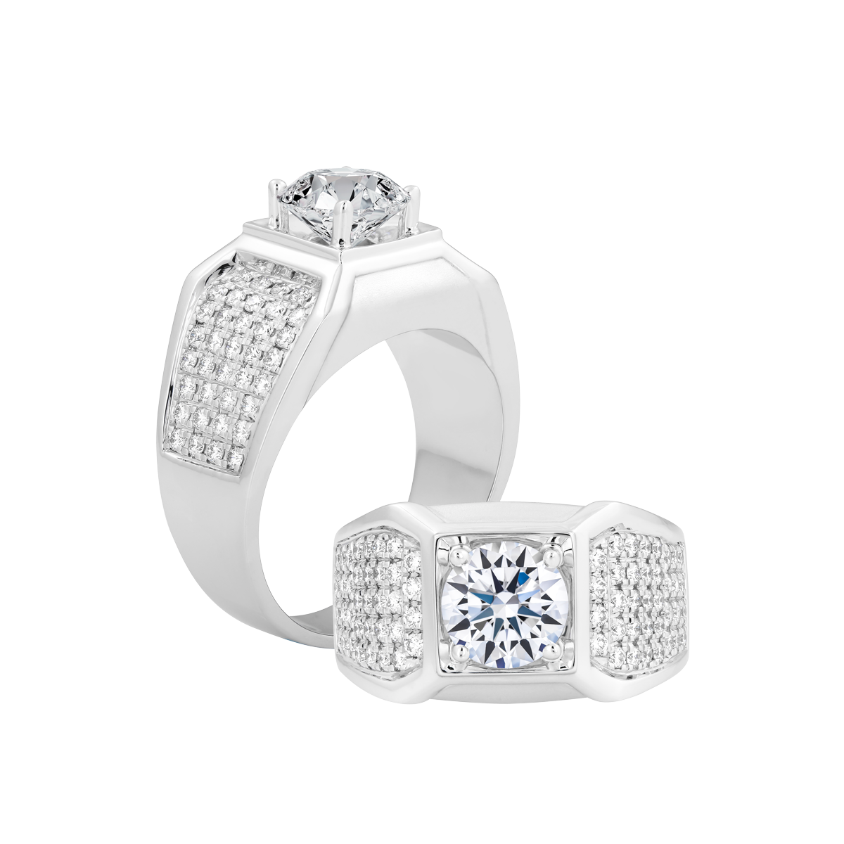 Ổ nhẫn nam kim cương tấm vàng 14K A8 5C W