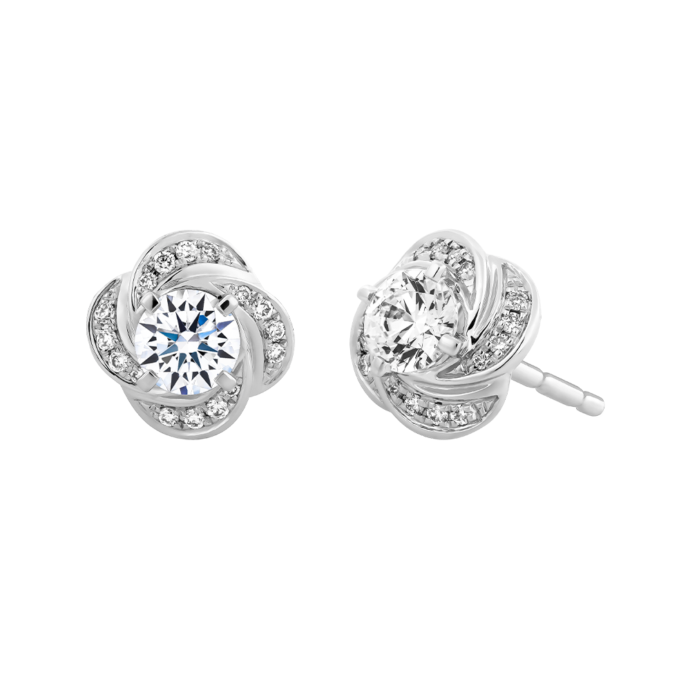 Hoa tai kim cương 8 Hearts & Arrows vàng 14K Canzon H&A 2C GVER0092483