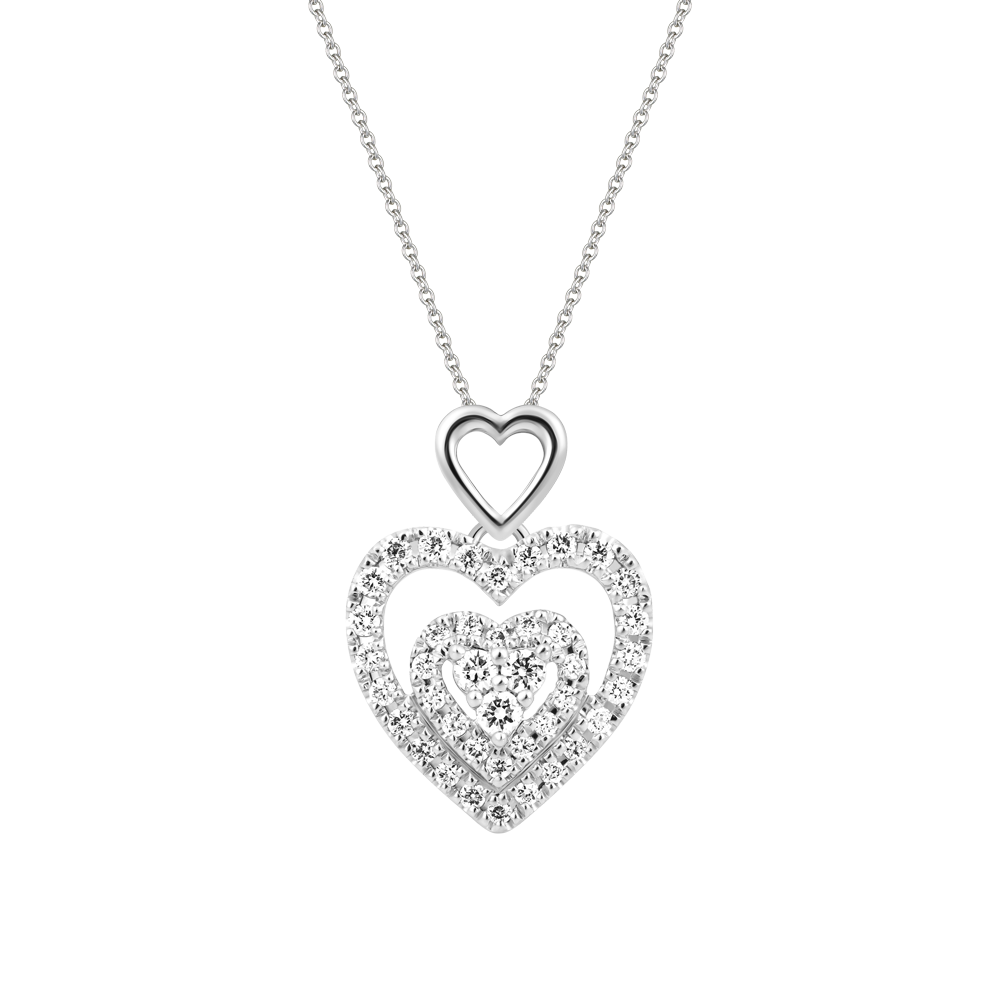 Mặt đính đá CZ vàng 14K Heartens