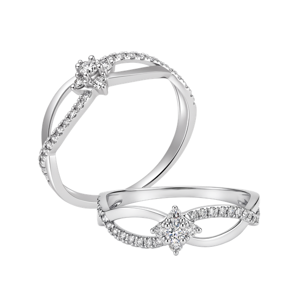 Nhẫn nữ kim cương viên vàng 14K Bloomory