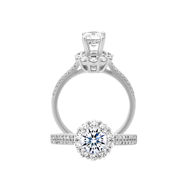 Ổ nhẫn nữ kim cương tấm vàng 14K Shining flower 5C